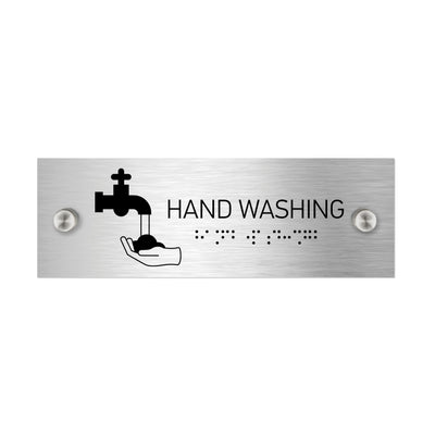Information Signs - Hand Washing Sign With Braille - Stainless Steel
