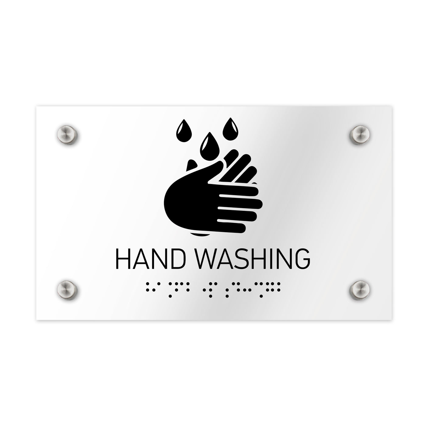 Information Signs - Hand Washing Sign Braille - Clear Acrylic