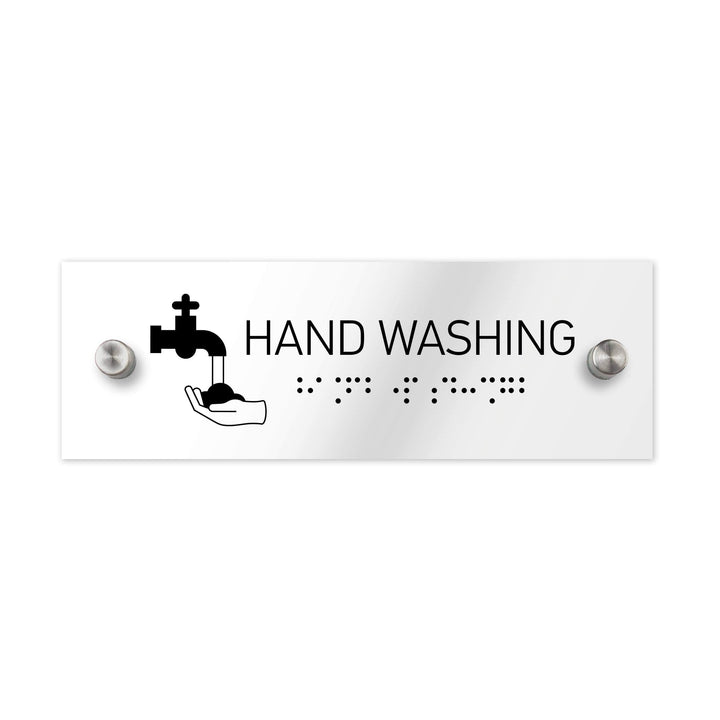 Information signs Hand Washing Sign with Braille: Clear Acrylic Sign