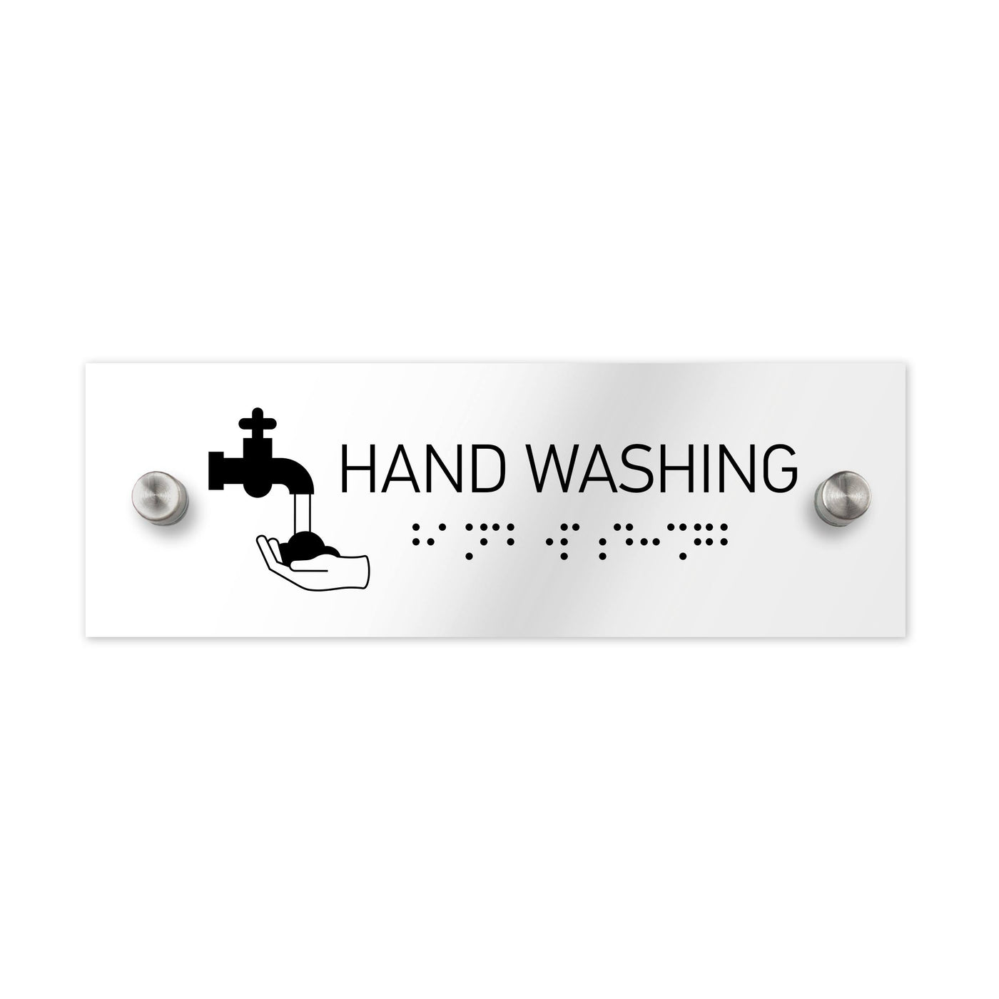 Information Signs - Hand Washing Sign With Braille - Clear Acrylic