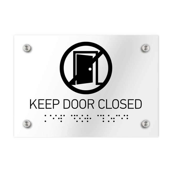 Information signs Keep Door Closed Sign Braille - Clear Acrylic