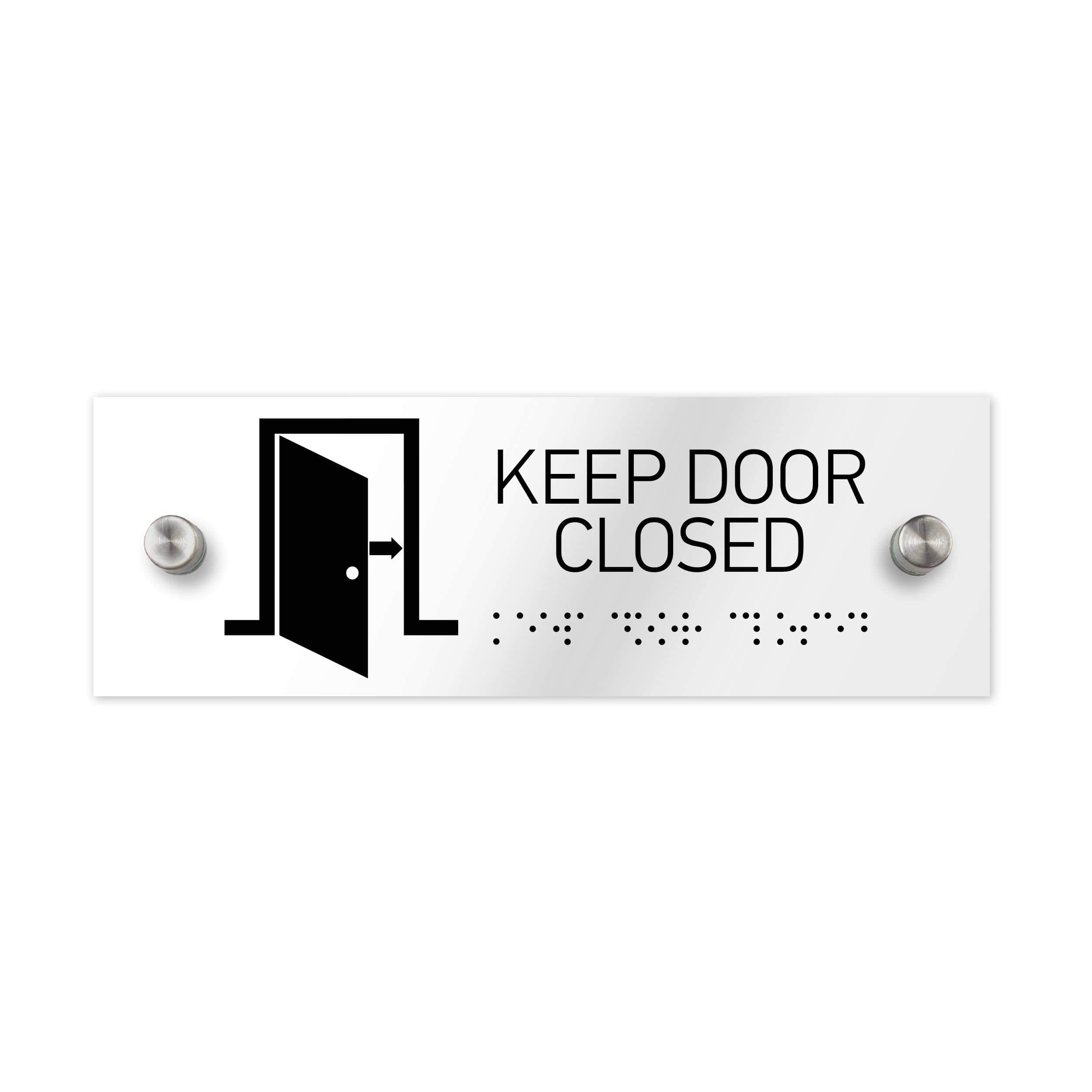 Keep Door Closed Sign Clear Acrylic Sign with Braille Bsign