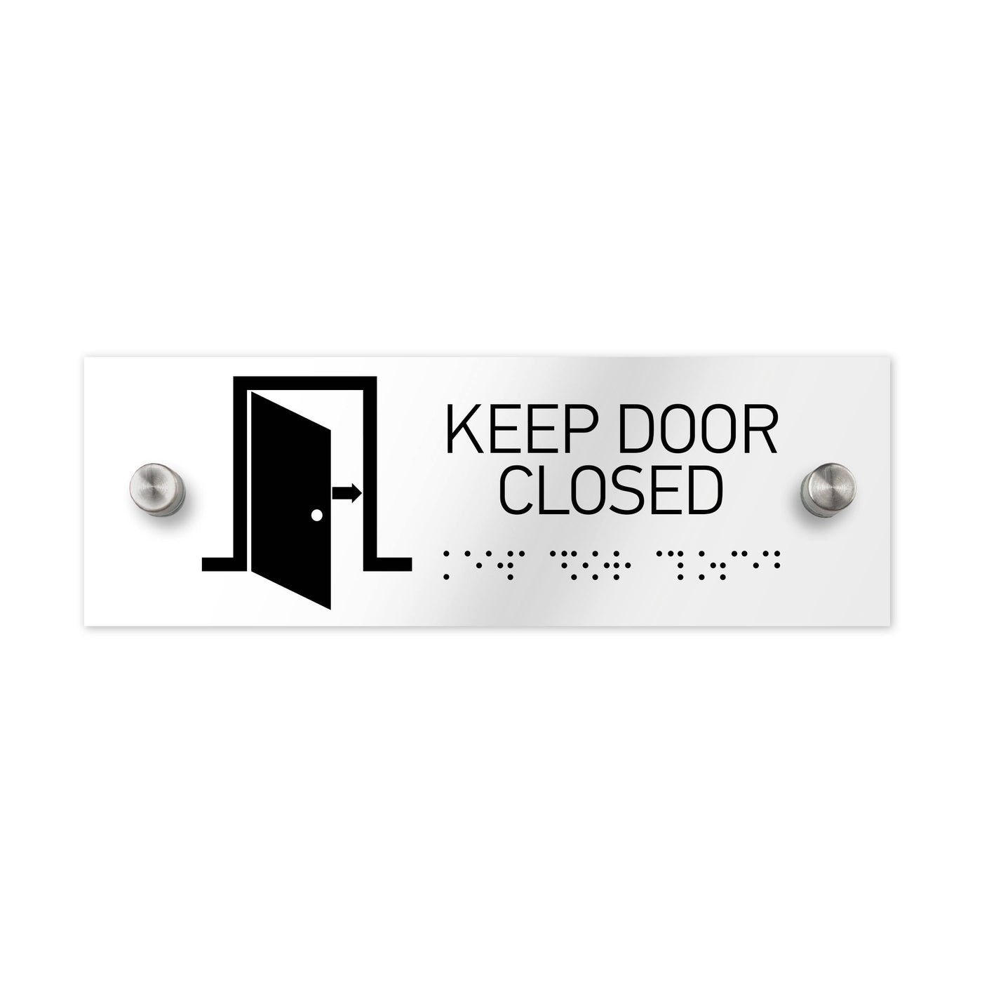 Information Signs - Keep Door Closed Sign With Braille - Clear Acrylic