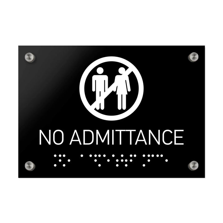Information signs No Admittance Sign Braille - Black Acrylic