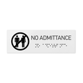 Information signs No Admittance Sign with Braille: White Acrylic Sign - Photo #2