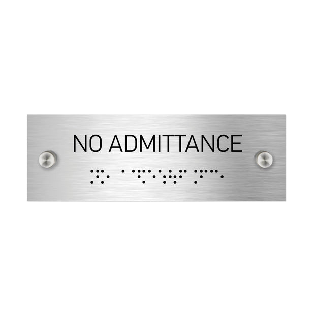 Information signs No Admittance Signs: Stainless Steel Sign with Braille (11.8x3.9'' / 300x100 mm)