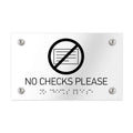 Information signs No Checks Please Sign Braille - Clear Acrylic - Photo #2