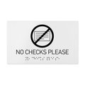 Information signs No Checks Please Signs - White Acrylic Sign with Braille - Photo #4