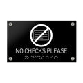 Information signs No Checks Please Sign Braille - Black Acrylic - Photo #3