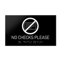 Information signs No Checks Please Sign Braille - Black Acrylic - Photo #4