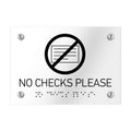 Information signs No Checks Please Sign Braille - Clear Acrylic - Photo #1