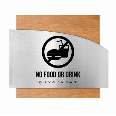 Information Signs - Wooden No Food Or Drink Sing "Wave" Design