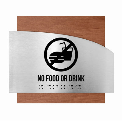 Information Signs - Wooden No Food Or Drink Sing "Wave" Design