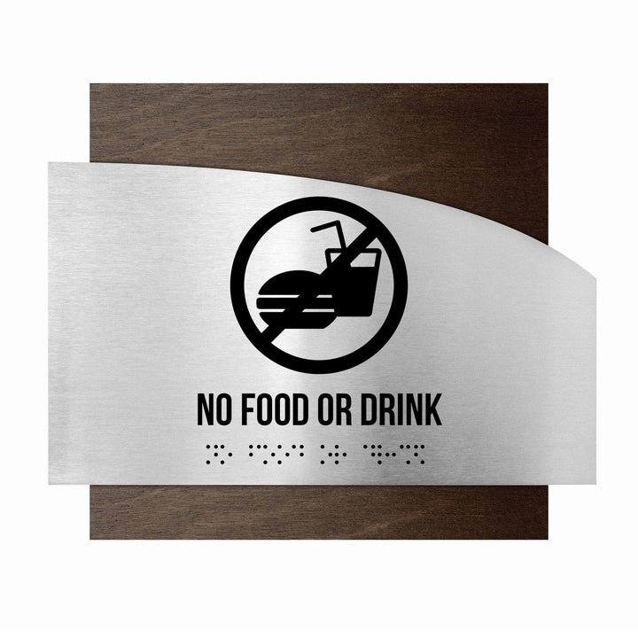 Information signs Wooden No Food Or Drink Sing - "Wave" Design