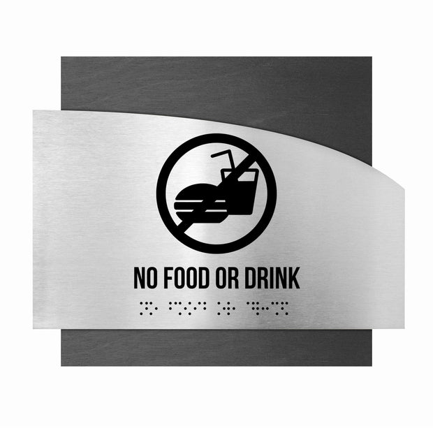 Information signs Wooden No Food Or Drink Sing - "Wave" Design