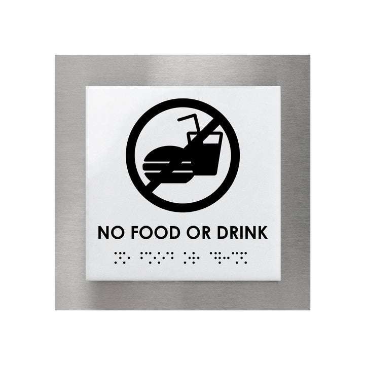Information signs Steel No Food Or Drink Sign with Inscription - "Modern" Design