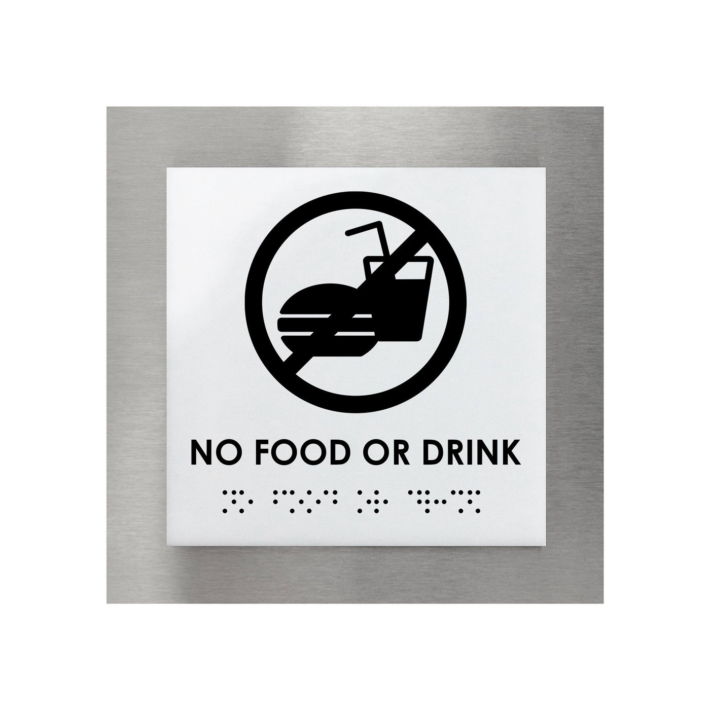 Information Signs - No Food Or Drink Sign Steel "Modern" Design