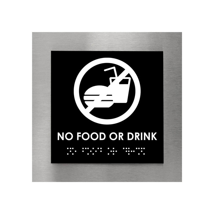 Information signs Steel No Food Or Drink Sign with Inscription - "Modern" Design