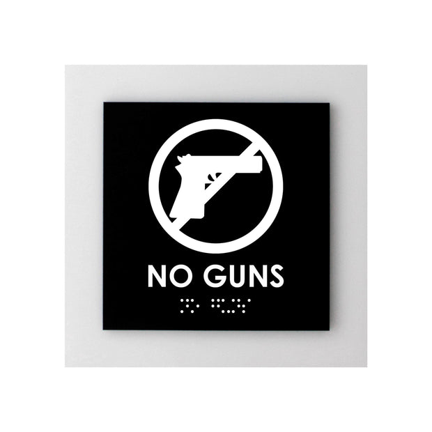 Door Signs No Guns Signs: Acrylic Glass Door Plate with Inscription — "Simple" Design