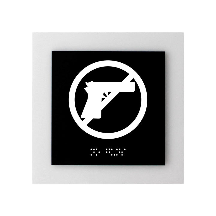 Information signs No Guns Sign: Acrylic Glass Door Plate — "Simple" Design