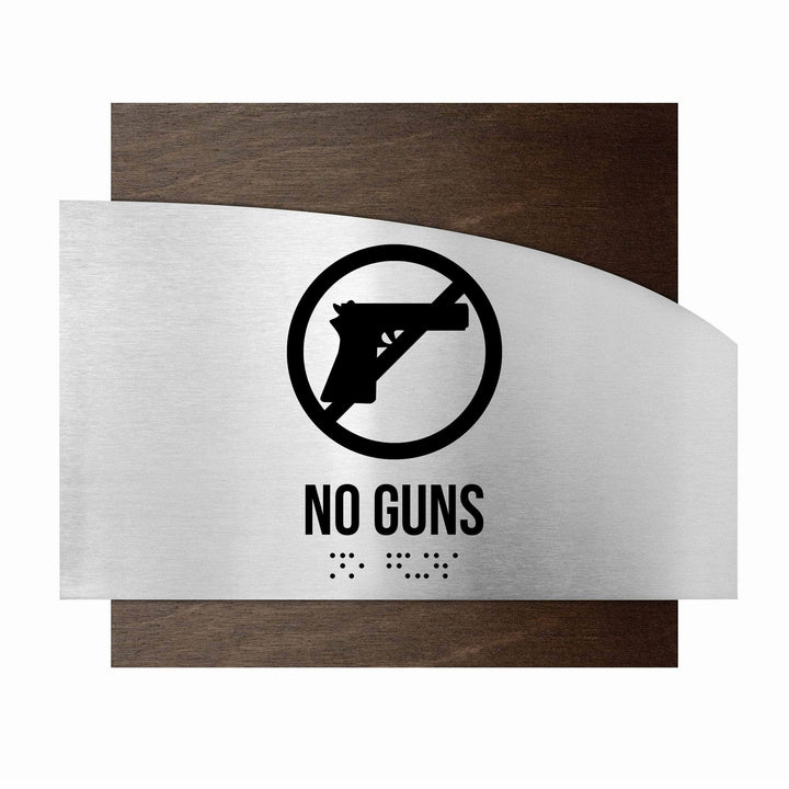 Door Signs No Guns Sings - Wood Sign - "Wave" Design