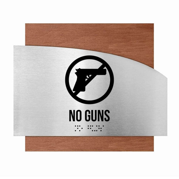 Door Signs No Guns Sings - Wood Sign - "Wave" Design
