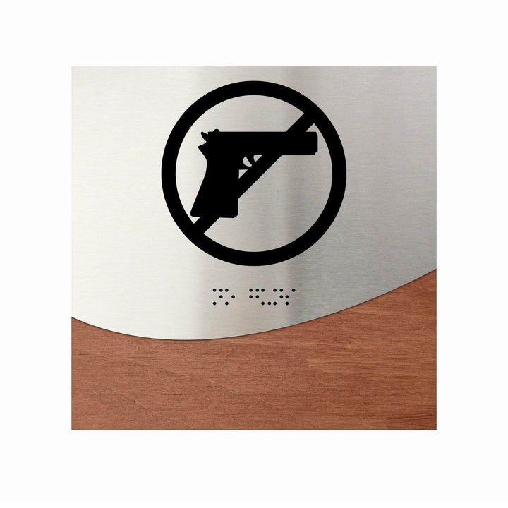 Information signs No Guns Signs - Wood & Steel "Sign - Jure" Design