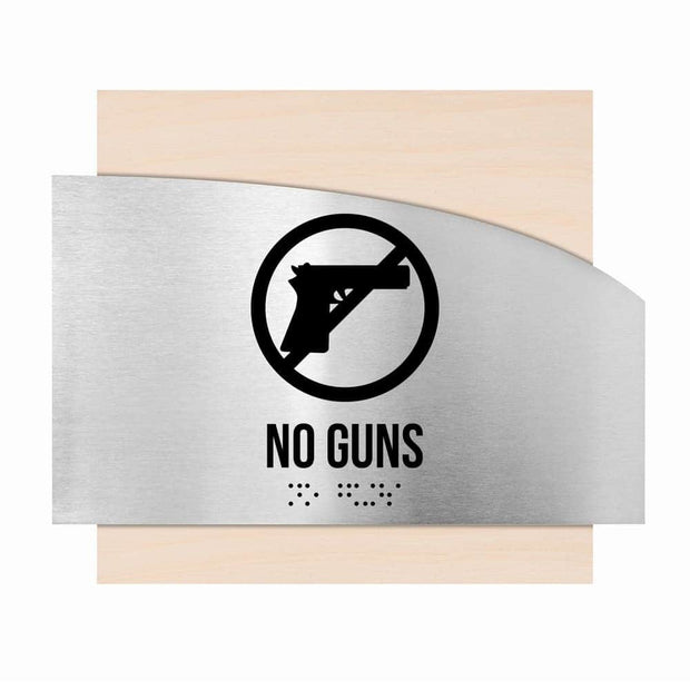 Door Signs No Guns Sings - Wood Sign - "Wave" Design