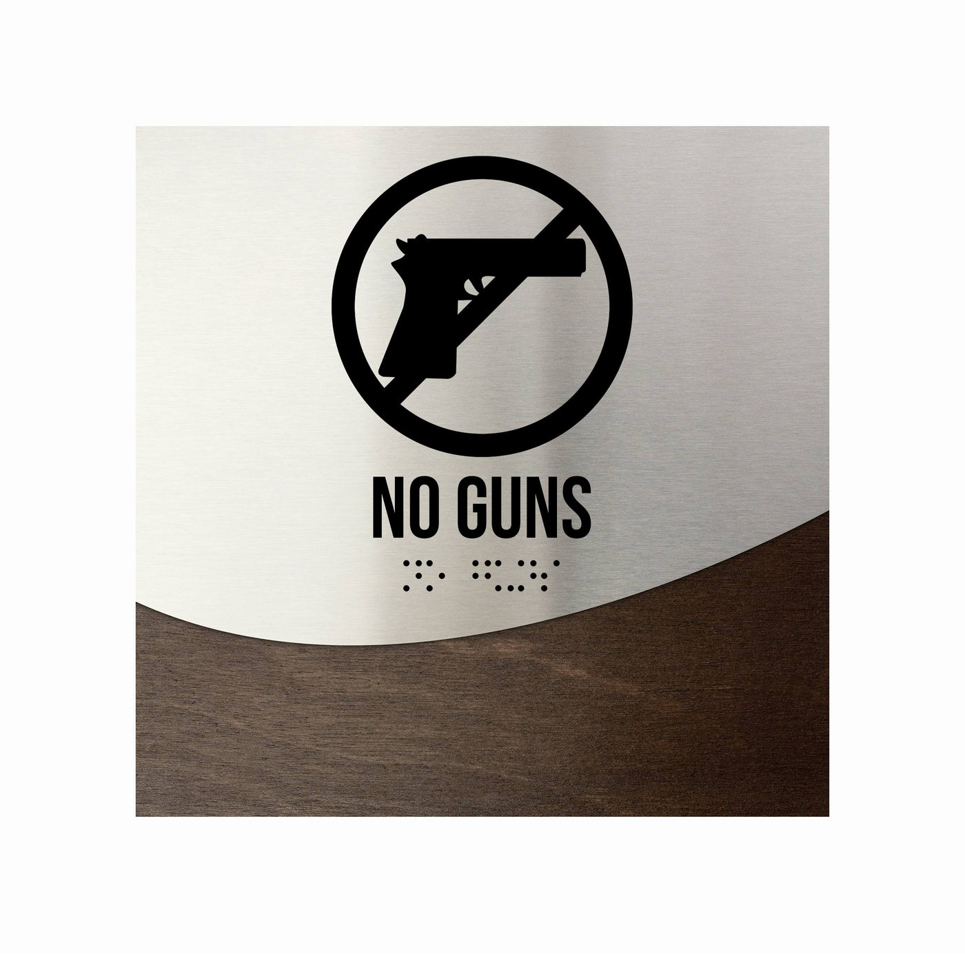 Door Signs - No Guns Sign Steel & Wood "Jure" Design