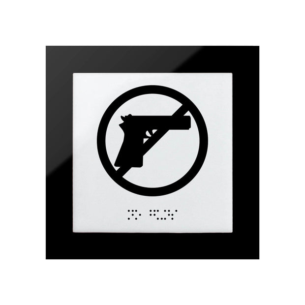 Information signs No Guns Sign: Acrylic Glass Door Plate — "Simple" Design