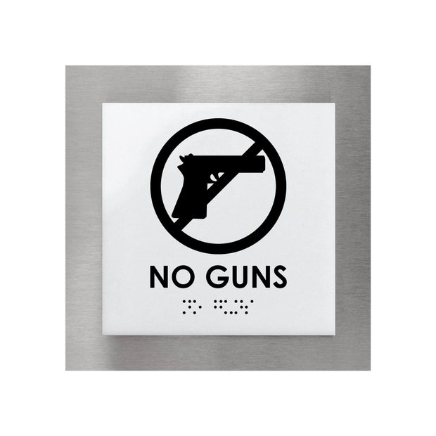 Door Signs Steel No Guns Sign with Inscription - "Modern" Design