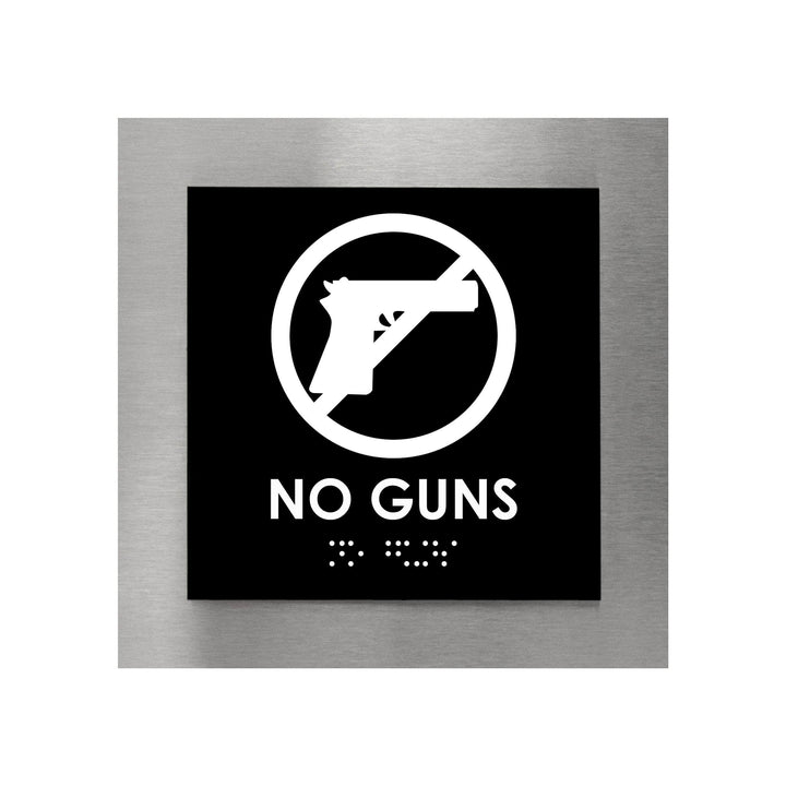 Door Signs Steel No Guns Sign with Inscription - "Modern" Design