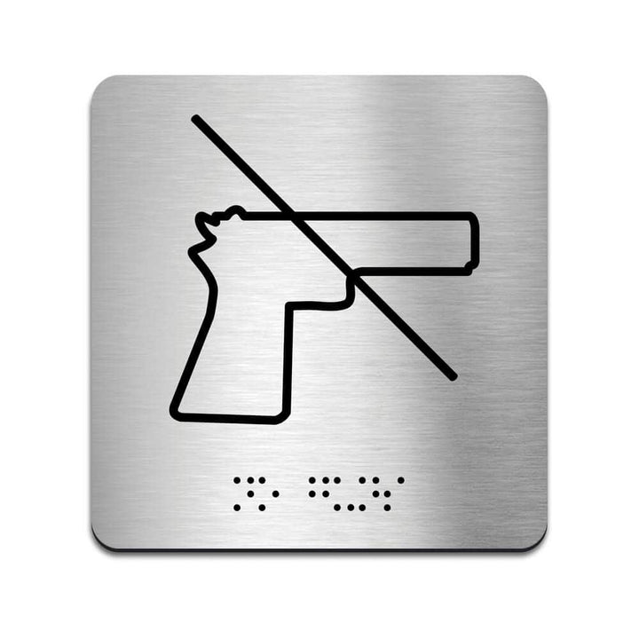 Information signs No Guns Sign with Braille — Steel Door Plate