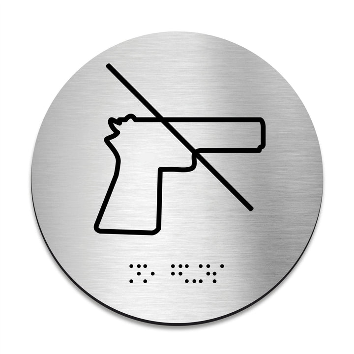 Information signs No Guns Sign with Braille — Steel Door Plate