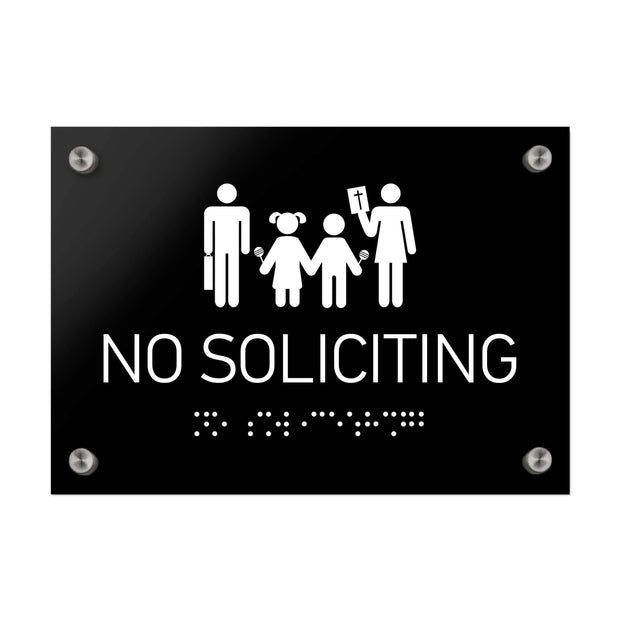 Information signs No Soliciting Sign Braille - Black Acrylic
