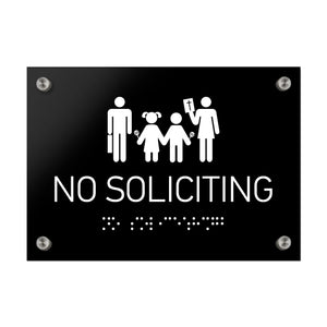 Information Signs - No Soliciting Sign Braille - Black Acrylic