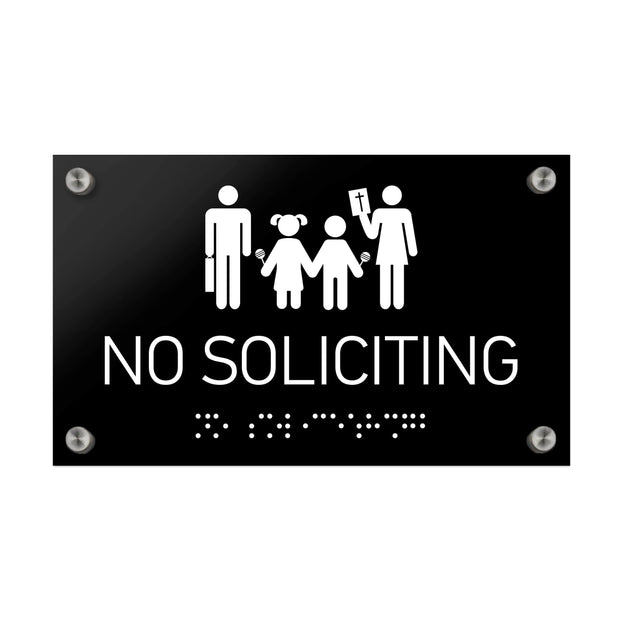 Information signs No Soliciting Sign Braille - Black Acrylic