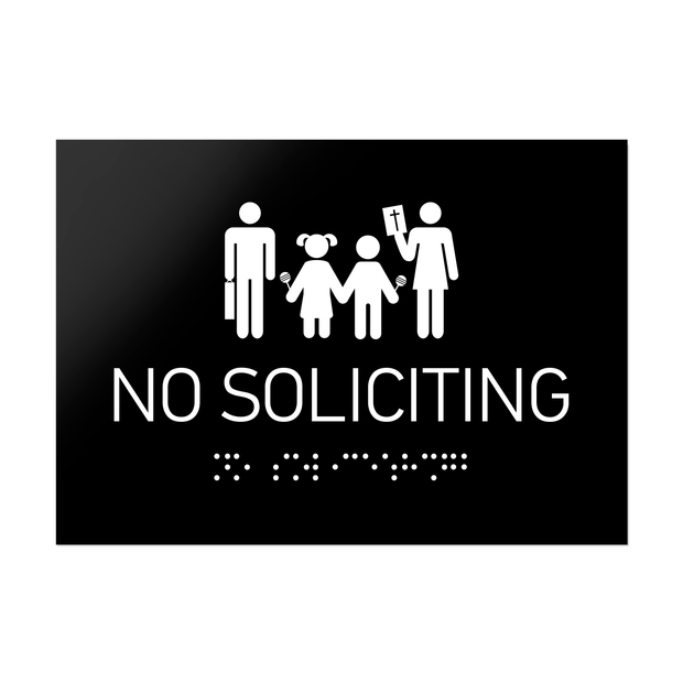 Information signs No Soliciting Sign Braille - Black Acrylic