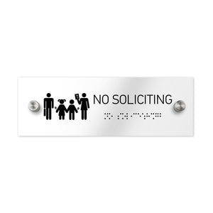 Information Signs - No Soliciting Sign With Braille - Clear Acrylic