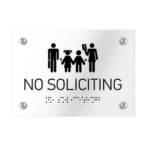Information Signs - No Soliciting Sign Braille - Clear Acrylic