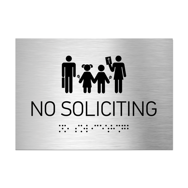 Information signs No Soliciting Signs - Stainless steel with Braille