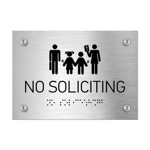 Information signs No Soliciting Signs - Stainless steel with Braille