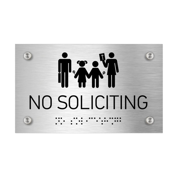 Information signs No Soliciting Signs - Stainless steel with Braille