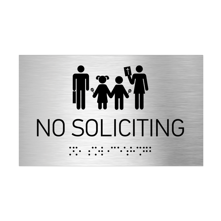 Information signs No Soliciting Signs - Stainless steel with Braille