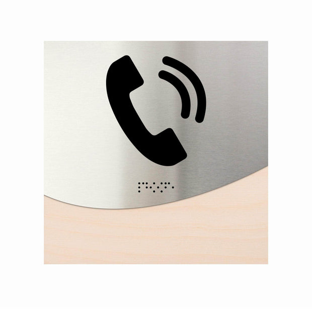 Door Signs Phone Sign - Wood & Stainless Steel Door Plate - "Jure" Design