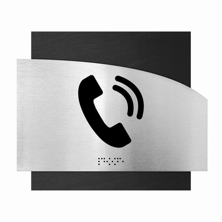 Door Signs Phone Signs - Wood & Stainless Steel Plate - "Wave" Design