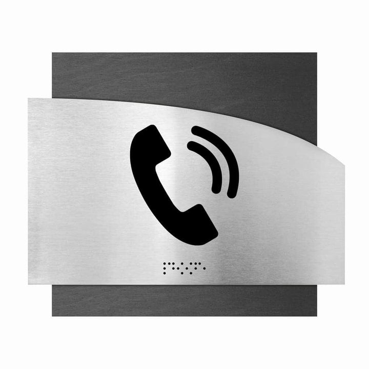 Door Signs Phone Signs - Wood &amp; Stainless Steel Plate - "Wave" Design