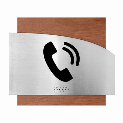 Door Signs - Phone Signs - Wood & Stainless Stee Plate - "Wave" Design