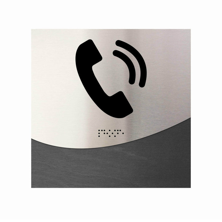 Door Signs Phone Sign - Wood & Stainless Steel Door Plate - "Jure" Design