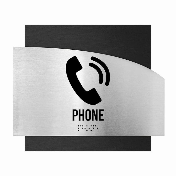Door Signs Phone Signs - Stainless Steel & Wood Plate - "Wave" Design
